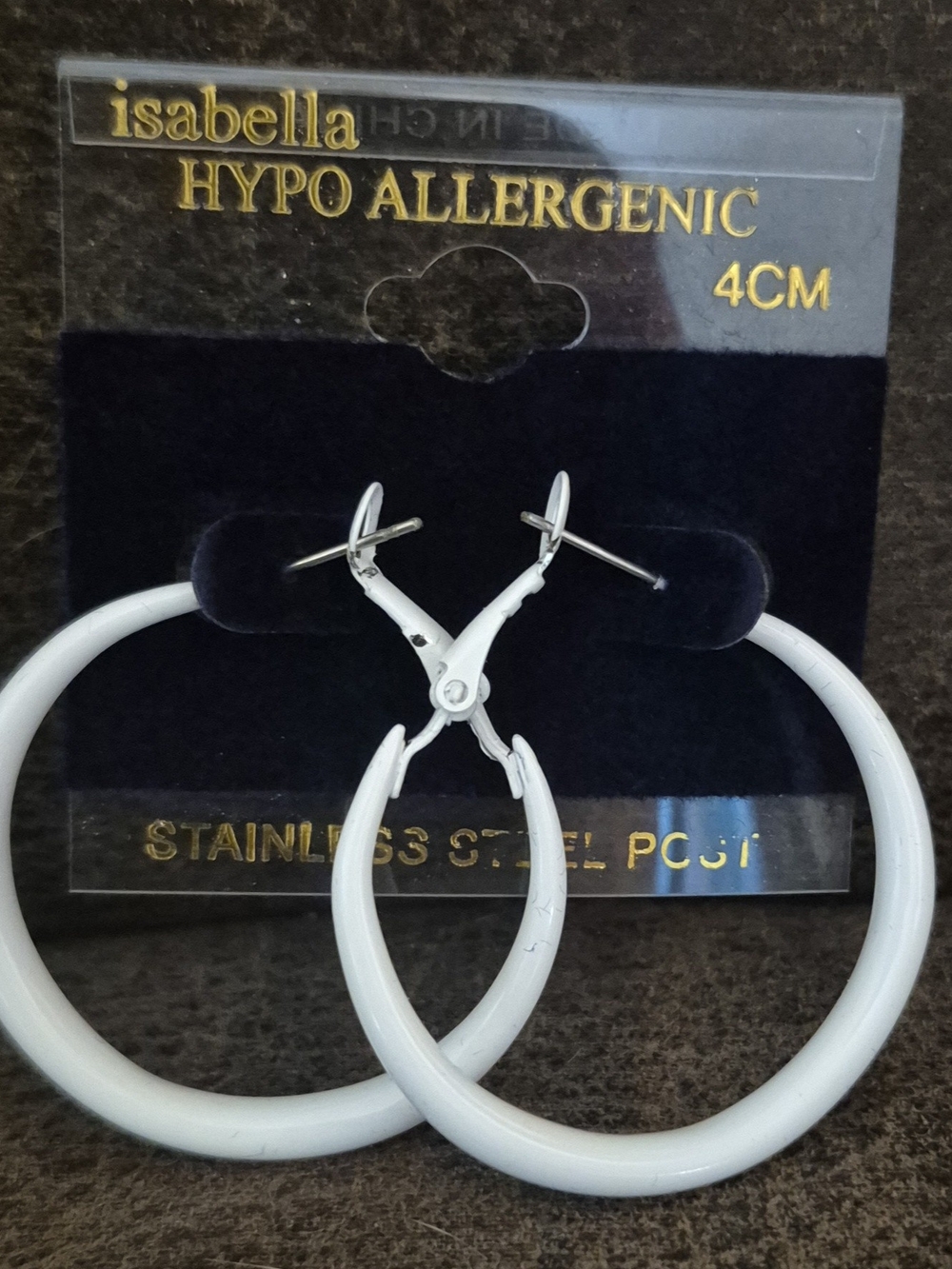 Abella White Hoop Earrings Clip-Back Hypoallergenic